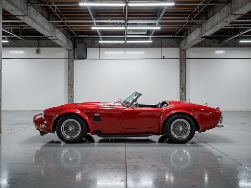 汽车制造公司标识，红色椭圆徽标，银色金属质感，经典工业风格